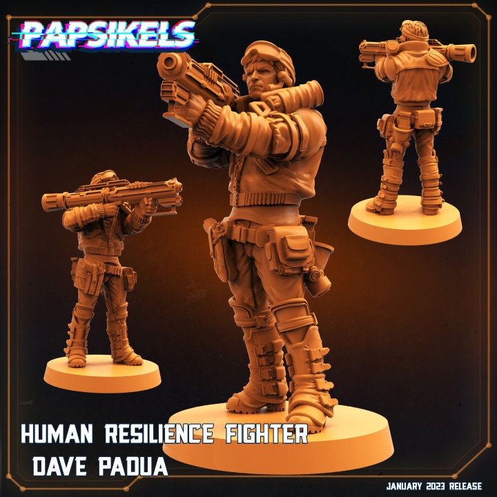 9pc Resilience Fighters Set Jan - 32mm Scale Resistence | RPG | Sci fi | Cyberpunk | Role Playing | DnD | Papsikel