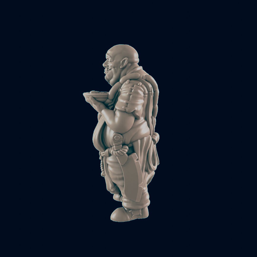 NPC Half Orc Male Chef - 25mm - 75mm Scale | DnD | EC3D Fantasy Mini |Townsfolk