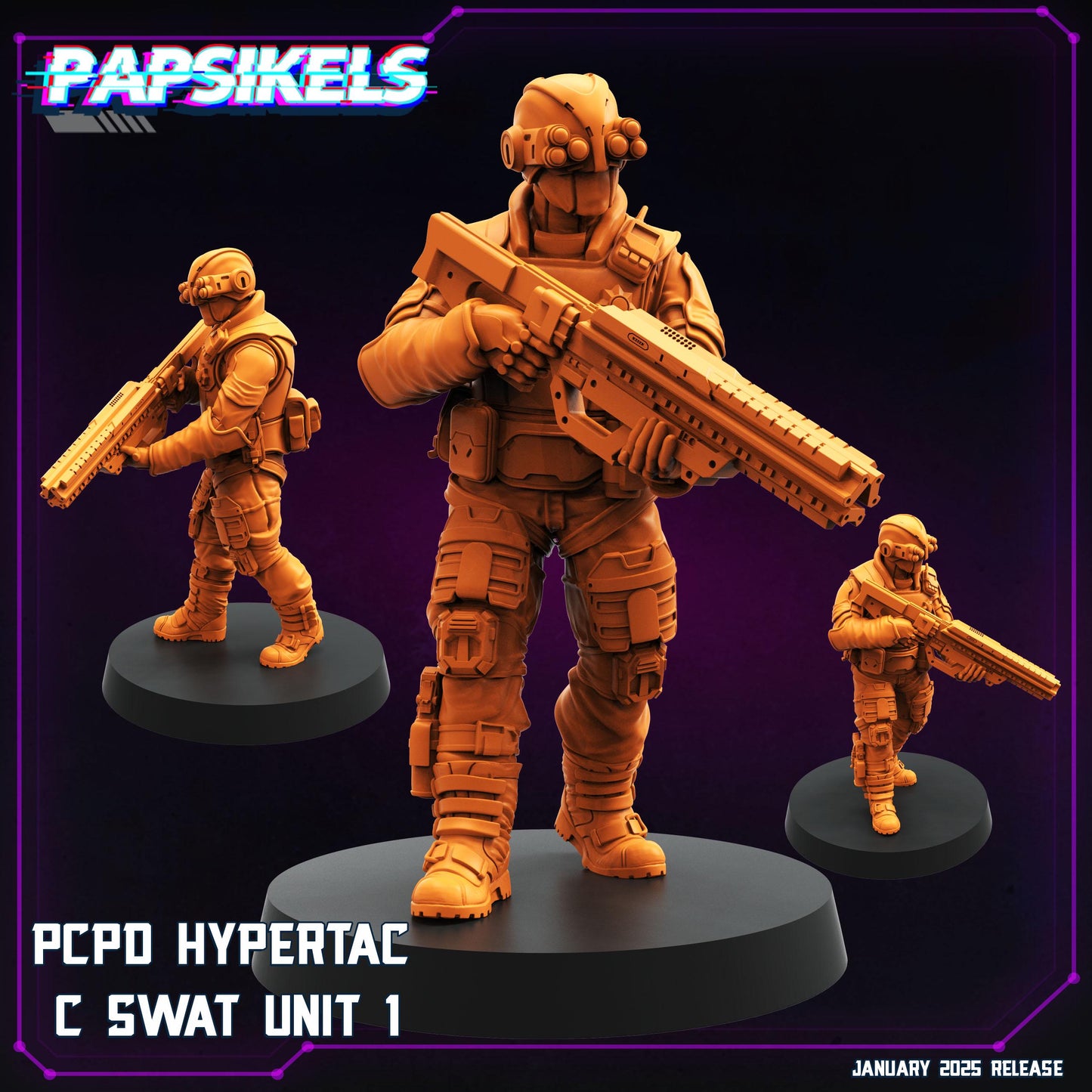 PCPD Hypertac C Swat - 28mm 32mm 40mm Scale Cyberpunk Mini  | Papsikels
