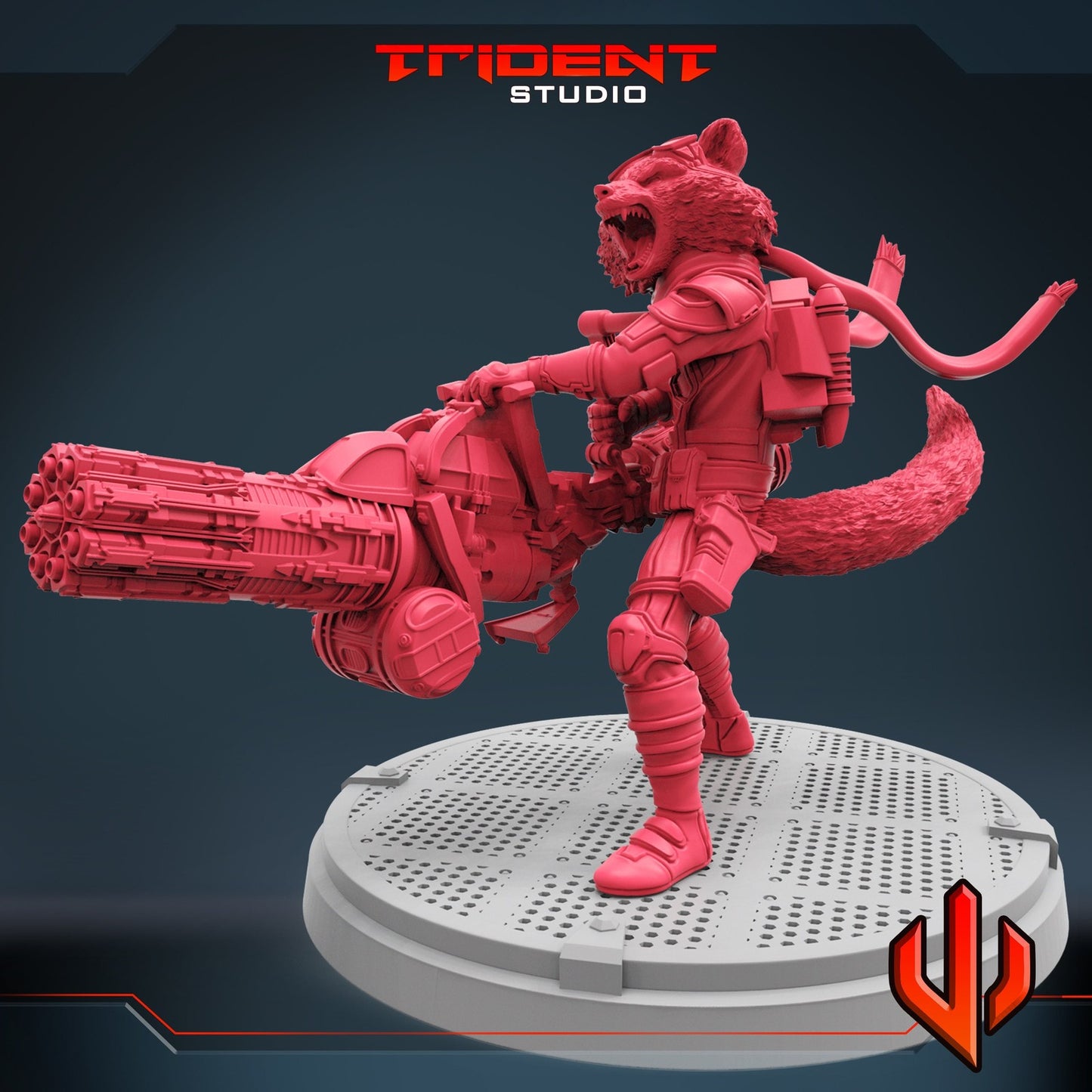 Heavy Gunner Racoon - 40mm  Miniature | Crisis Protocol Proxy | Trident