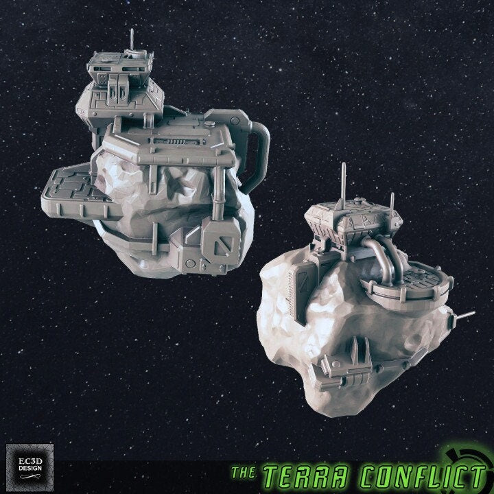 2pc Asteroid Bases - Fleetscale Mini | Starfinder | Billion Suns | Starmada | Firefly | Tera Conflict