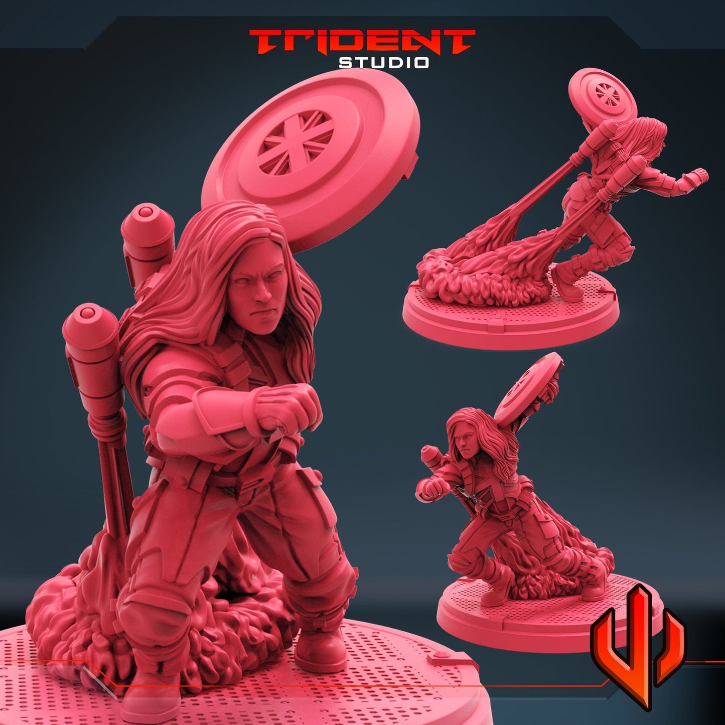 Captain Excalibur D - 40mm  Miniature | Crisis Protocol Proxy | Trident
