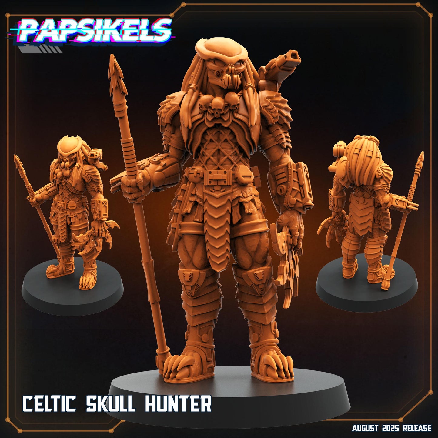 Celtic Skull Hunter - Resin 3D Print Alien Miniature | RPG | Sci fi | Cyberpunk | Role Playing | DnD | Papsikel