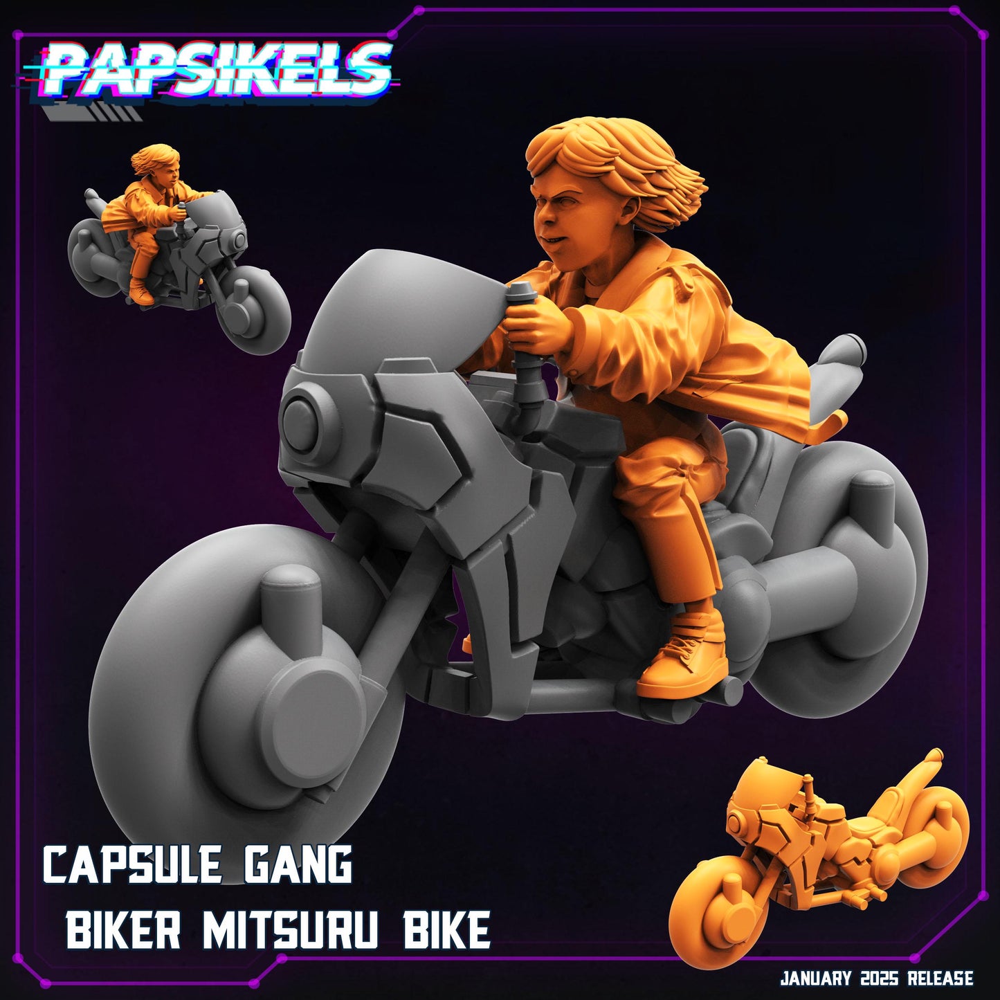 Capsule Gang Bikers - 28mm 32mm 40mm Scale Cyberpunk Miniature  |  Blade Runner | | Papsikels