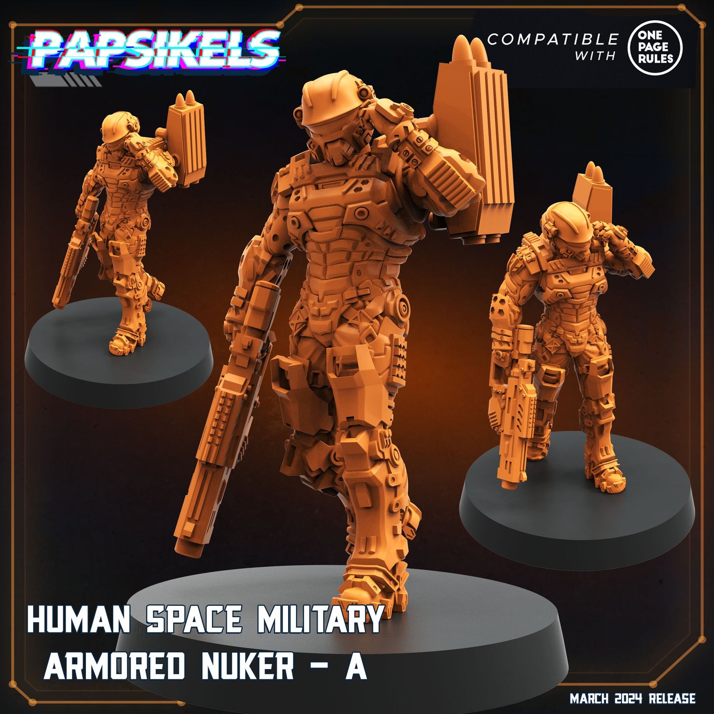 Space Military Armored Nuker - 32mm Scale Miniature | RPG | Sci fi | Cyberpunk | Role Playing | Papsikel