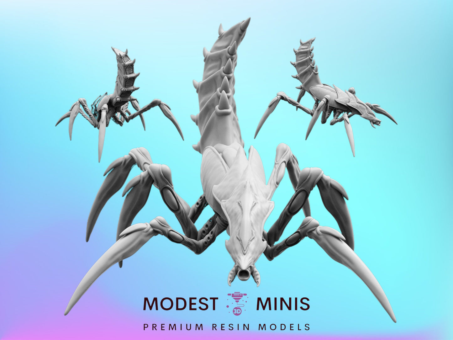 Arachnicon Spitter Set - 32mm Scale Alien Miniature | RPG | Sci fi | Cyberpunk | Role Playing | DnD | Papsikel