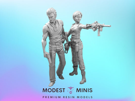 Survivors Becca and Billy | 28mm - 100mm Scale Resin Mini | Zombicide | Vaultz