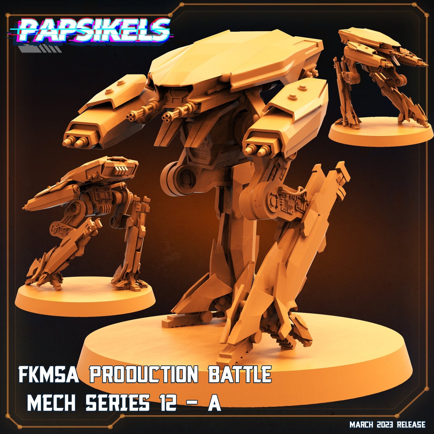 75mm Battlemech Series 12 A - 32mm Scale Miniature | RPG | Sci fi | Cyberpunk | Role Playing | Papsikel