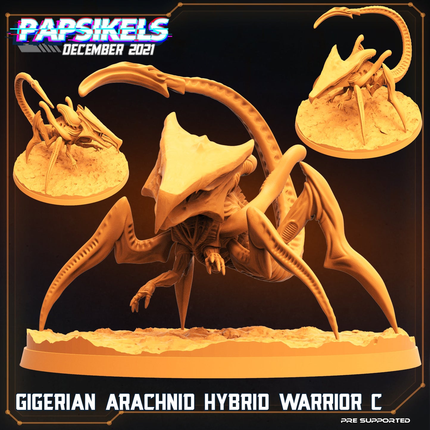 75mm Alien Arachnid Hybrid Warrior C - 32mm Scale Alien Miniature | RPG | Sci fi | Cyberpunk | Role Playing | DnD | Papsikel