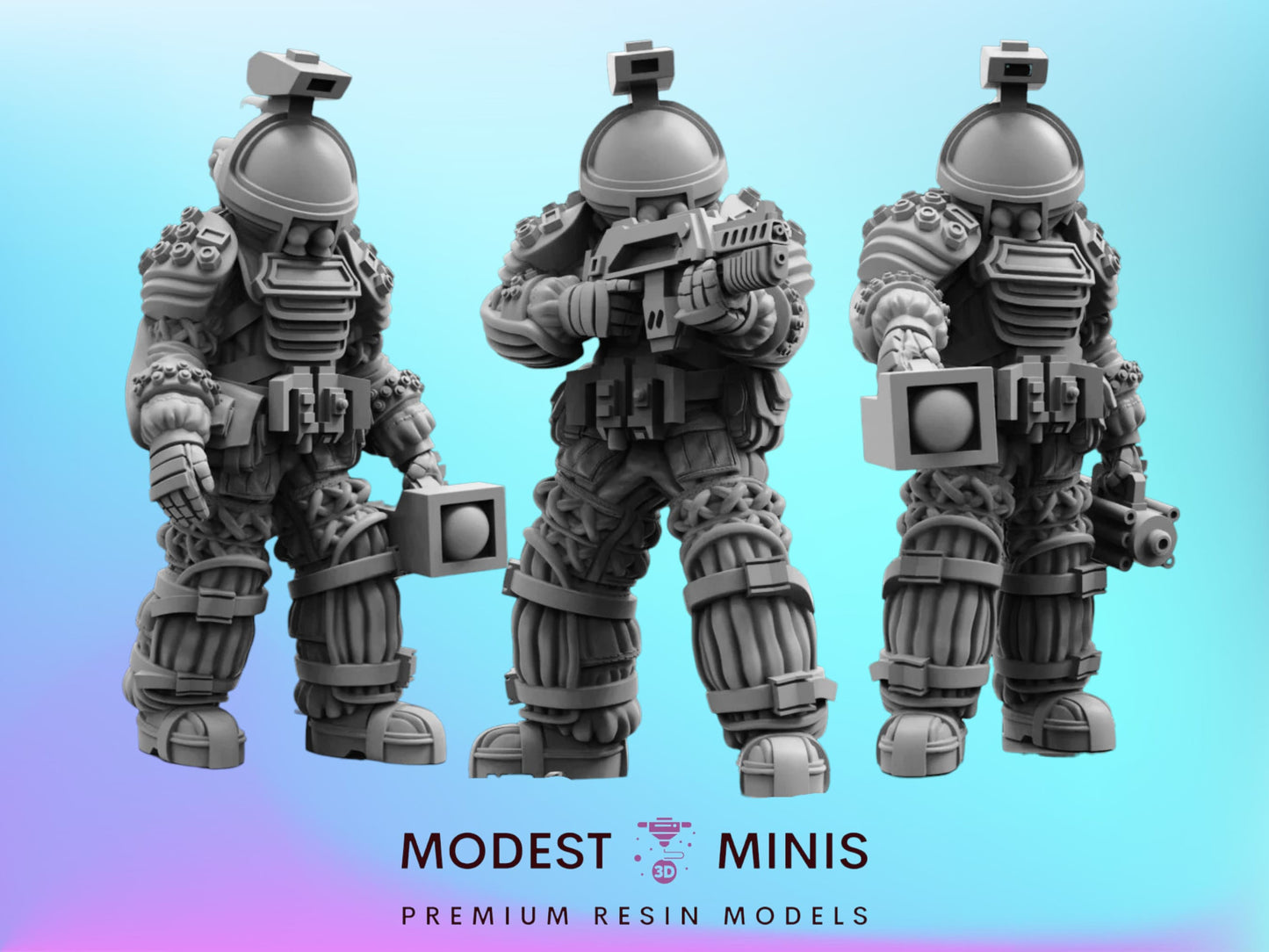 4pc Human Space XB Set- 32mm Scale Alien Miniature | RPG | Sci fi | Cyberpunk | Role Playing | DnD | Papsikel