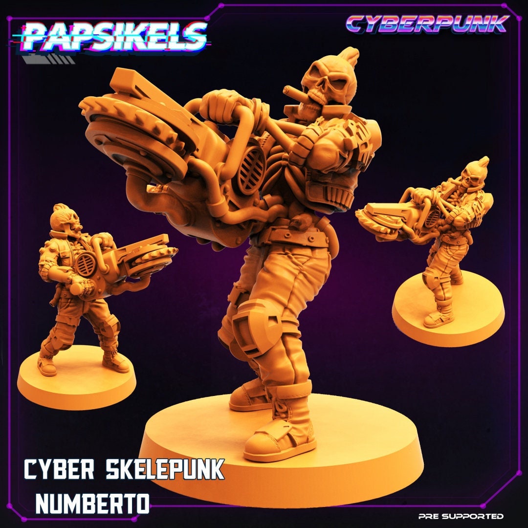 7pc Skelepunk Set - 32mm Scale Alien Miniature  | Batang City Cyberpunk | Papsikels