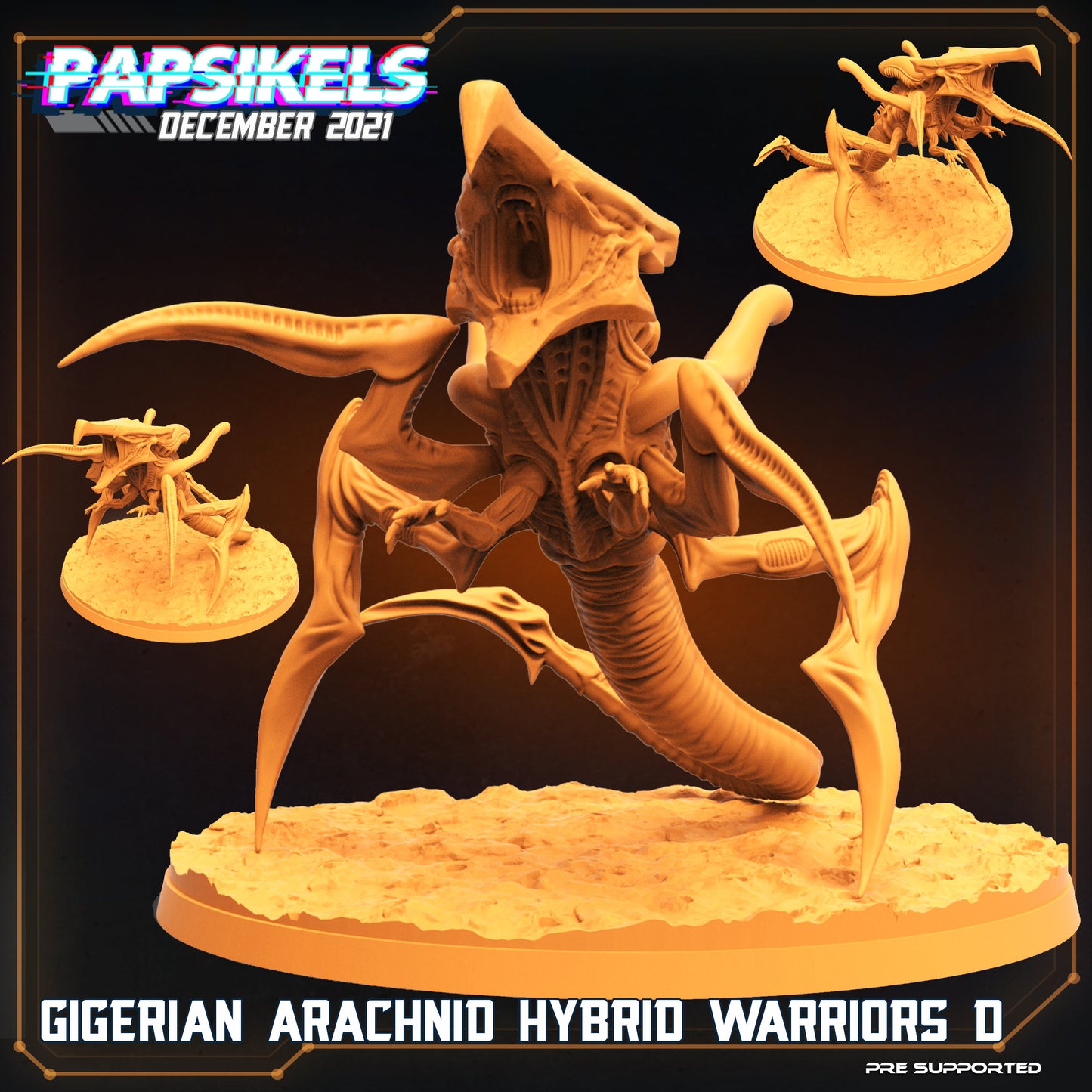75mm Alien Arachnid Hybrid Warrior D - 32mm Scale Alien Miniature | RPG | Sci fi | Cyberpunk | Role Playing | DnD | Papsikel