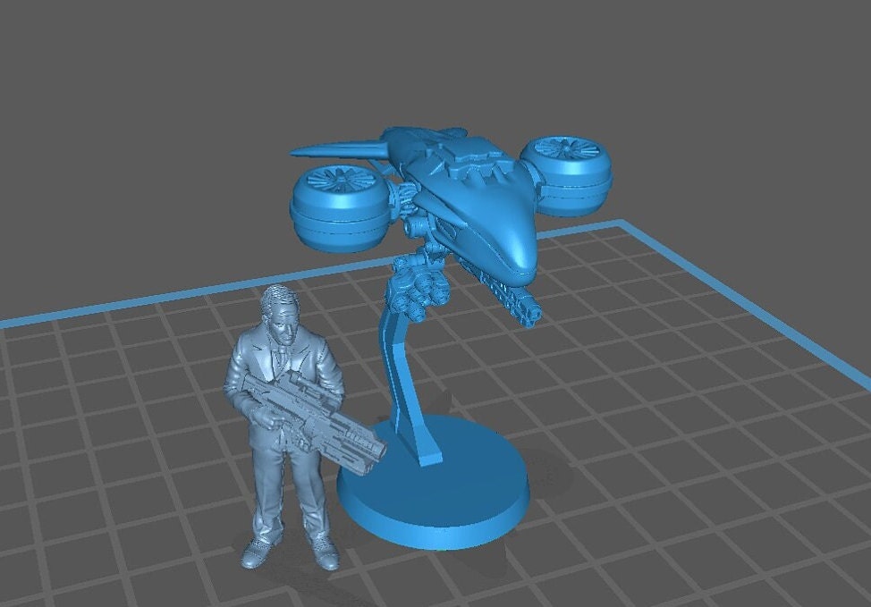 Flying Drone EK-8 Plasma Killer - 32mm Scale Alien Miniature | RPG | Sci fi | Cyberpunk | Role Playing | DnD | Papsikel