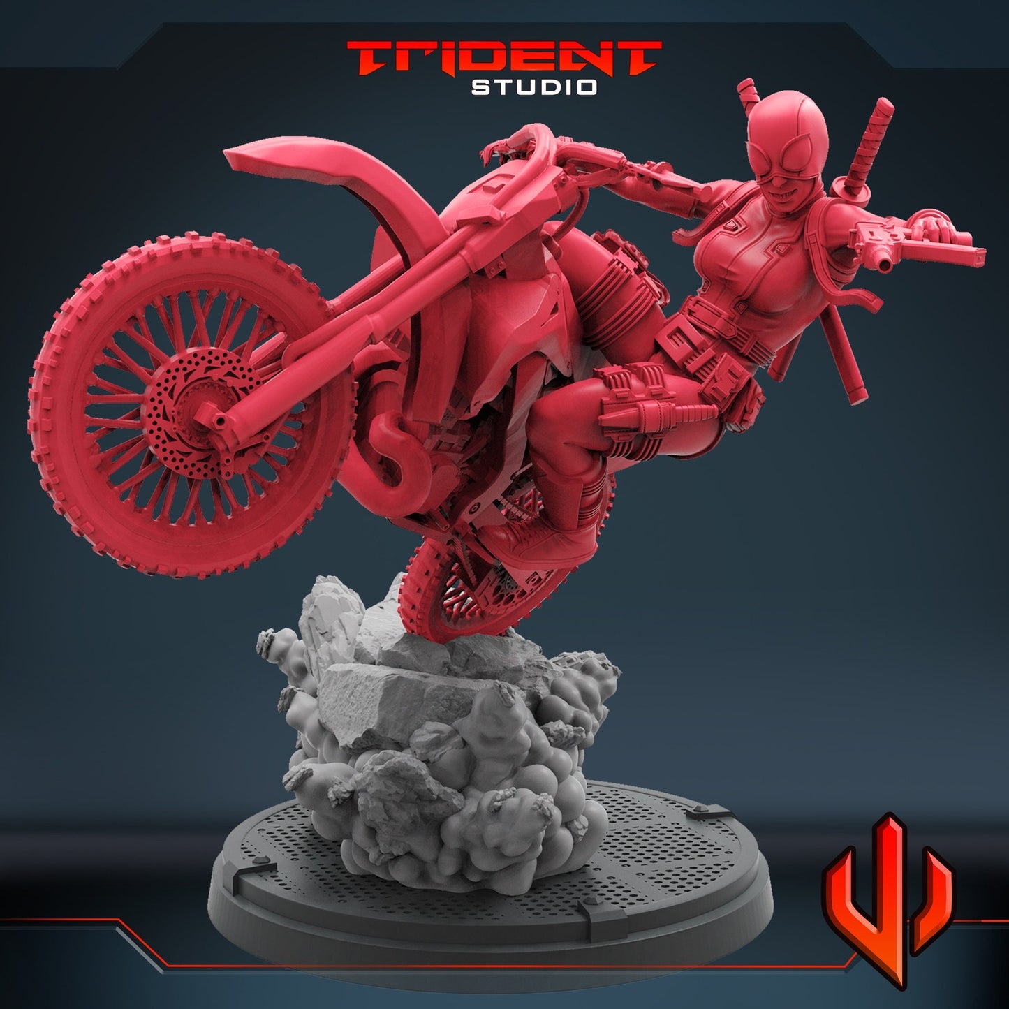 Gwencycle Masked - Gwenpool 40mm  Miniature | Crisis Protocol Proxy | Trident