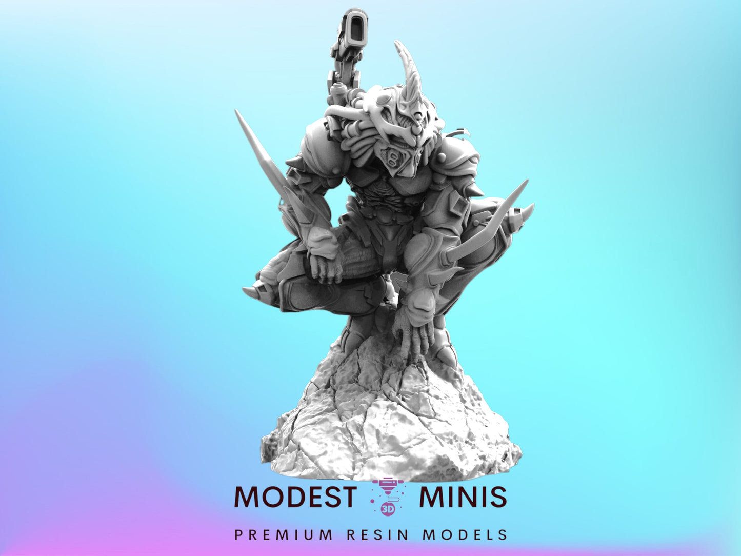 Bio Boosted Techno Apex Skull Hunter E - 32mm Scale Alien Miniature | RPG | Sci fi | Cyberpunk | Role Playing | DnD | Papsikel