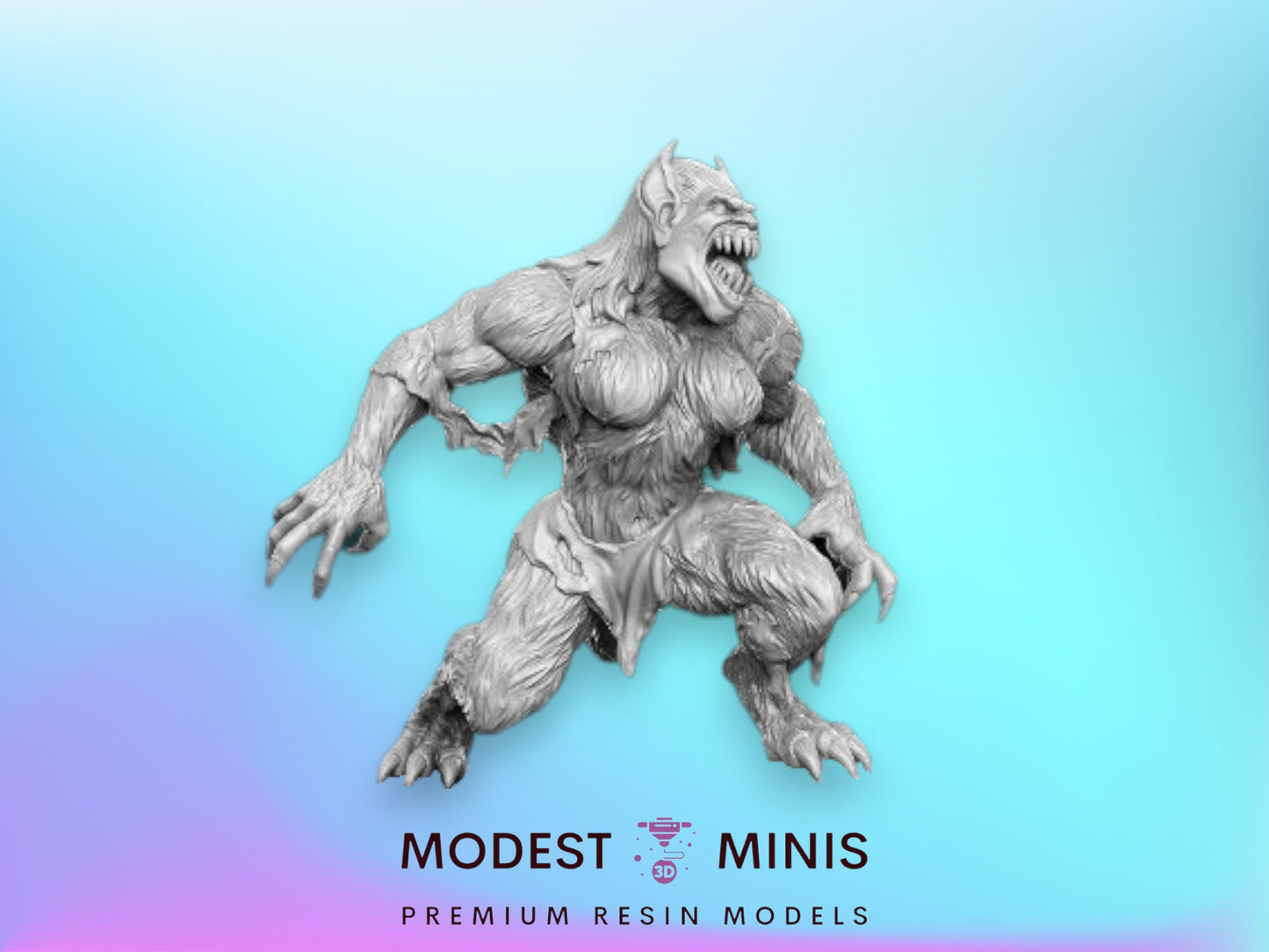 50mm Werebeast - 32mm Scale DnD Miniature | Dungeons and Dragons | JRPG Mini - RN Estudio