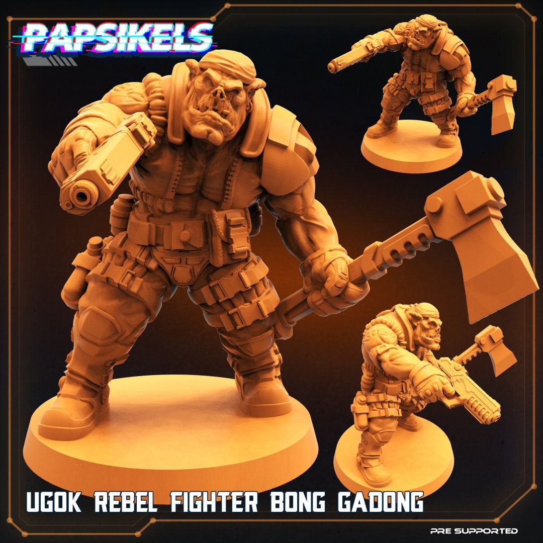 Ugok Rebel Fighter Gadong - 32mm Scale Alien Miniature | RPG | Sci fi | Batang City | Role Playing | DnD | Papsikel