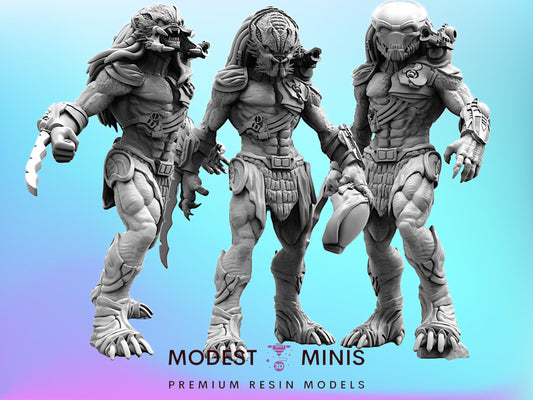 Berserker Skull Hunter 1-3 - Resin 3D Print Alien Miniature | RPG | Sci fi | Cyberpunk | Role Playing | DnD | Papsikel