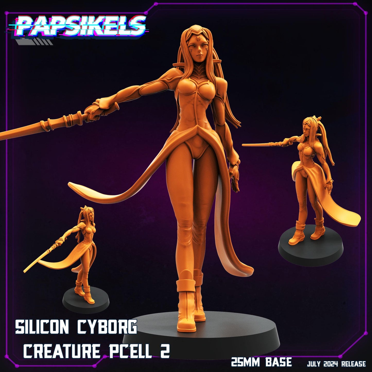 Silicon Cyborg Creature PCELL Females - Resin 3D Print Alien Miniature | RPG | Sci fi | Cyberpunk | Role Playing | DnD | Papsikel