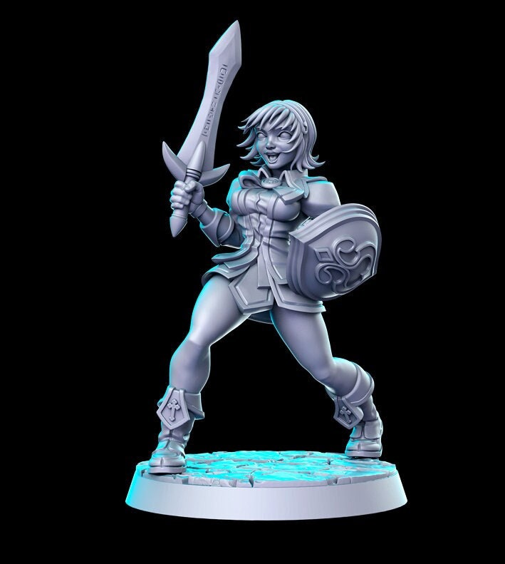 Cassy Soul Fighter - 32mm Scale DnD Miniature | Dungeons and Dragons | JRPG Mini - RN Estudio