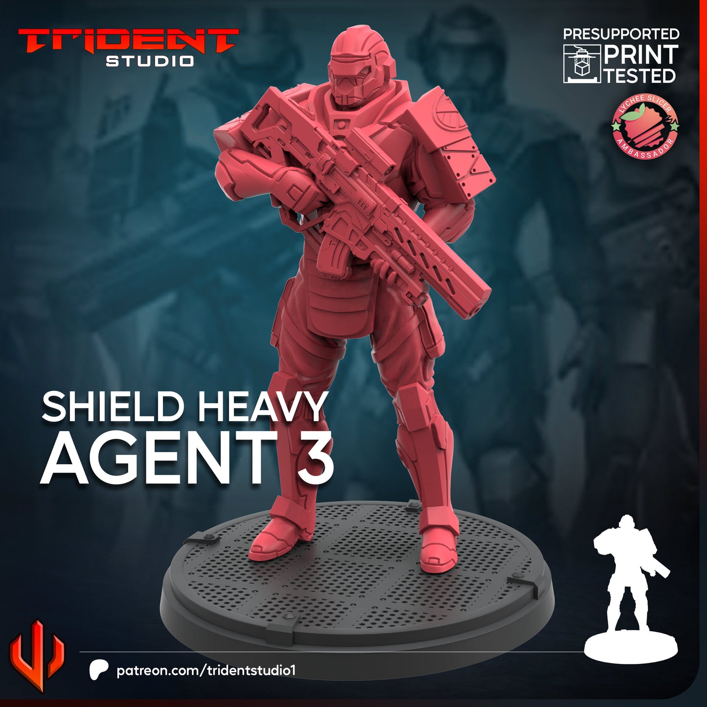 Shield Heavy Agent 1-3 | 32mm - 40mm Mini | Crisis Protocol Proxy | Superhero | Trident