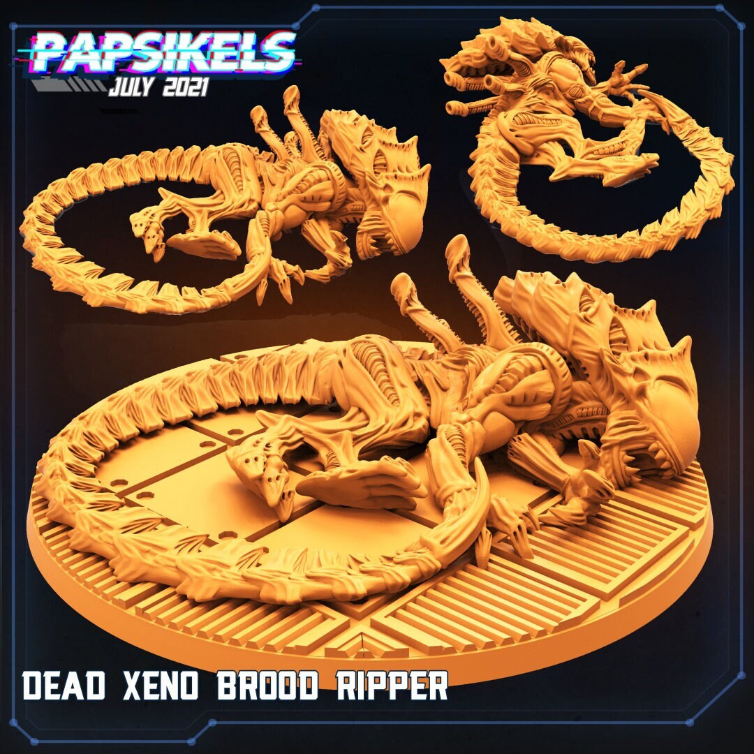 Dead Alien Xeno - 32mm Scale Alien Miniature | RPG | Sci fi | Cyberpunk | Role Playing | DnD | Papsikel