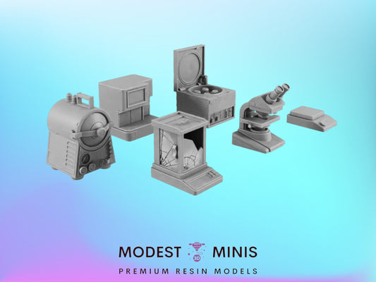 6pc Lab Equipment | 28mm - 54mm Scale | Survivor Terrain | Medical Scatter | Sci Fi Terrain | EC3D Badlands