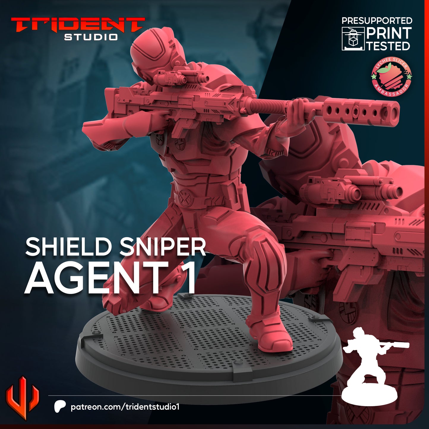 Shield Sniper Agent 1-3 | 32mm - 40mm Mini | Crisis Protocol Proxy | Superhero | Trident