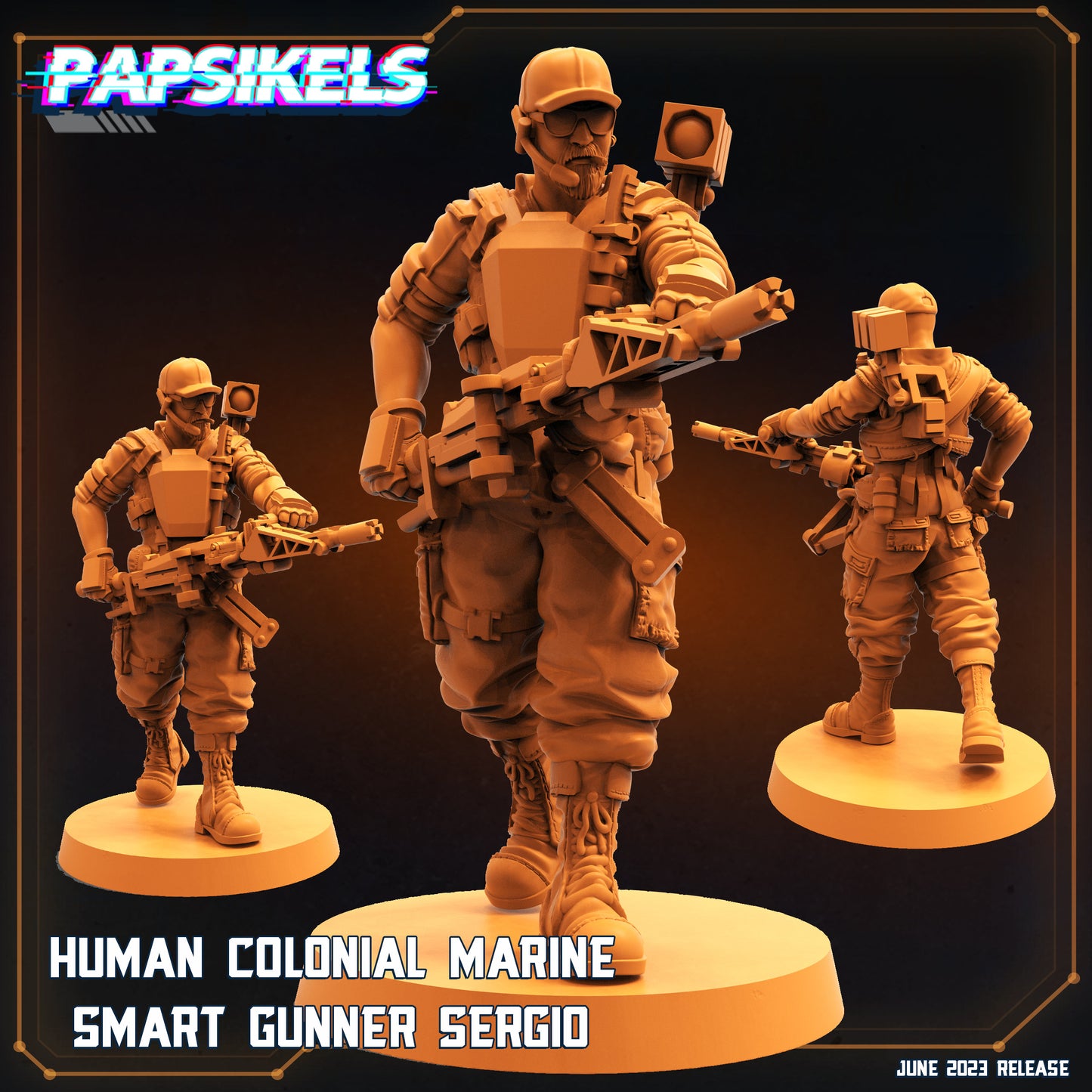 Colonial Marine Gunner Sergio - 32mm Scale Alien Miniature | RPG | Sci fi | Cyberpunk | Role Playing | DnD | Papsikel