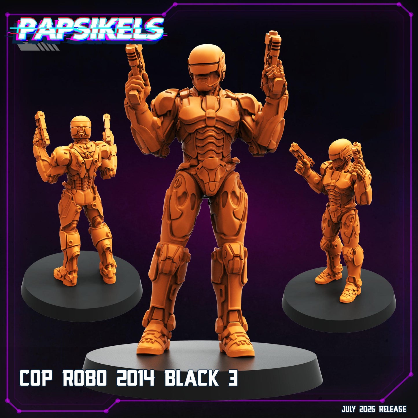 Cop Robo 2014 Black - 32mm Scale Cyberpunk Miniature  | Papsikels