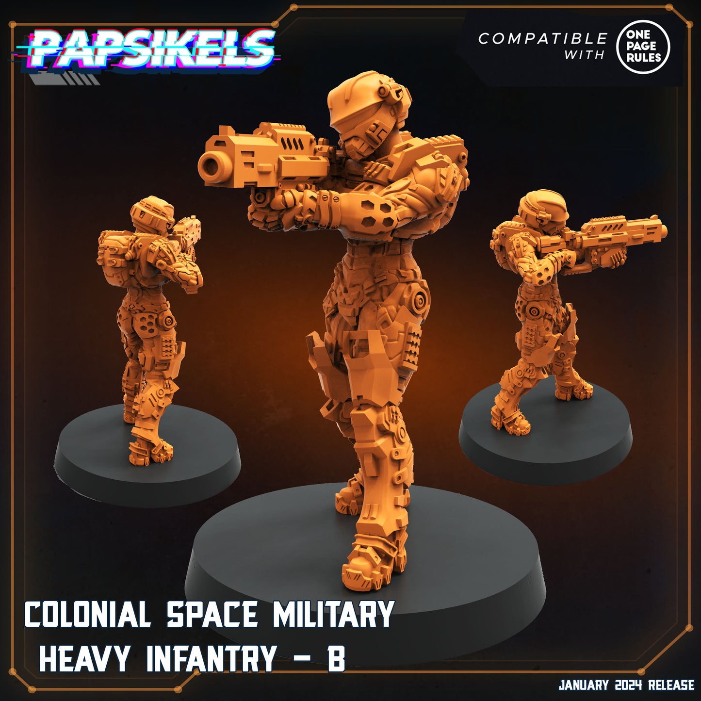 Space Military Heavy Infantry - 32mm Scale Miniature | RPG | Sci fi | Cyberpunk | Role Playing | Papsikel