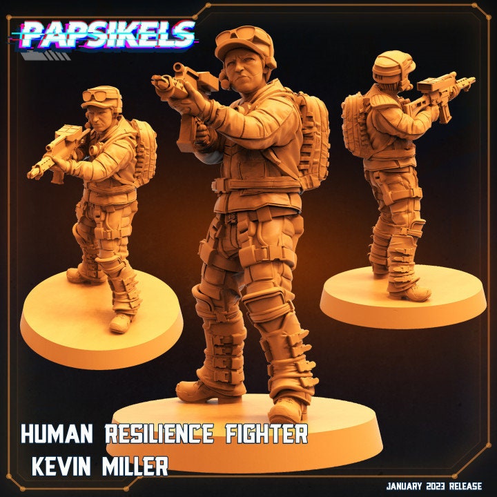 9pc Resilience Fighters Set Jan - 32mm Scale Resistence | RPG | Sci fi | Cyberpunk | Role Playing | DnD | Papsikel