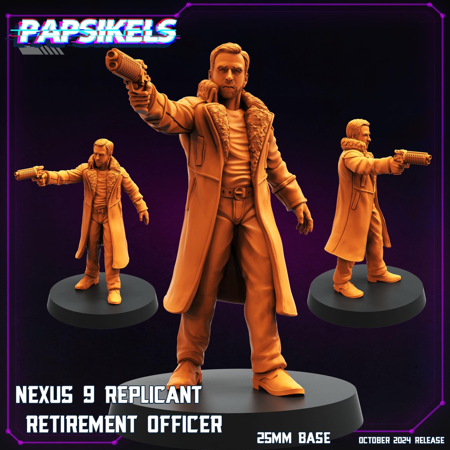 Replicant Retirement Officer - 28mm 32mm 40mm Scale Cyberpunk Miniature  |  Blade Runner | | Papsikels