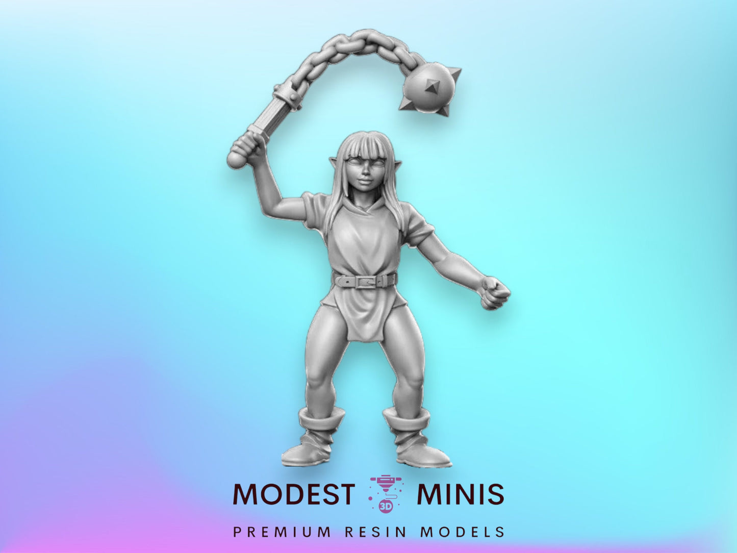 Heroine Quest Goblin Morning Star Female - 28mm 32mm Scale DnD Miniature | Dungeons and Dragons | RN Estudio