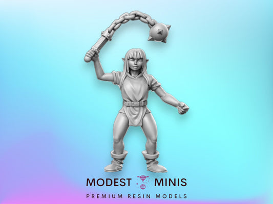 Heroine Quest Goblin Morning Star Female - 28mm 32mm Scale DnD Miniature | Dungeons and Dragons | RN Estudio