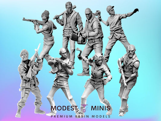 Survivors 4 Dead | 28mm - 100mm Scale Resin Mini | Zombicide | Vaultz