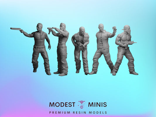 5pc Street Gang - 28mm Scale Resin Military Miniature | Zona Alfa | Spectre Ops Mini