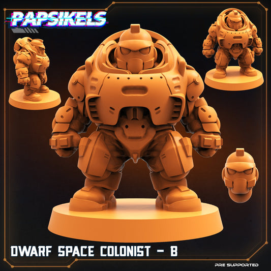 Space Dwarf Colonist B - 32mm Scale Alien Miniature | RPG | Sci fi | Cyberpunk | Role Playing | DnD | Papsikel