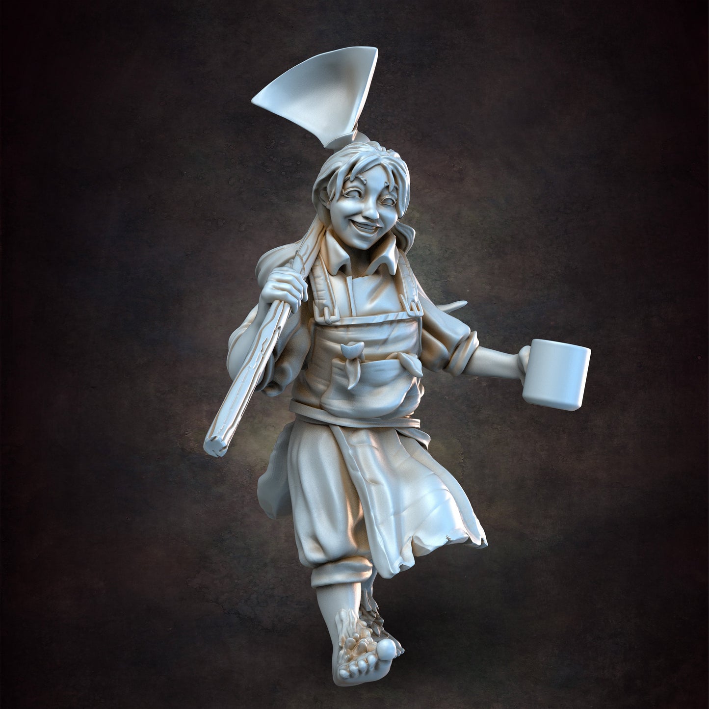 Halfling Woman 1 Farmer - 28mm 32mm Scale DnD Miniature | Dungeons and Dragons Mini | 5E Fantasy