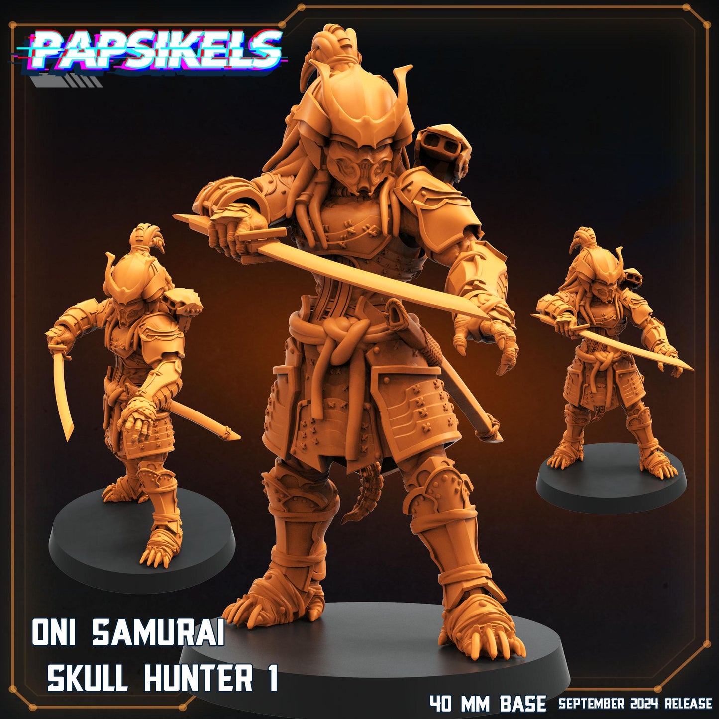 Oni Samurai Skull Hunters - Resin 3D Print Alien Miniature | RPG | Sci fi | Cyberpunk | Role Playing | DnD | Papsikel