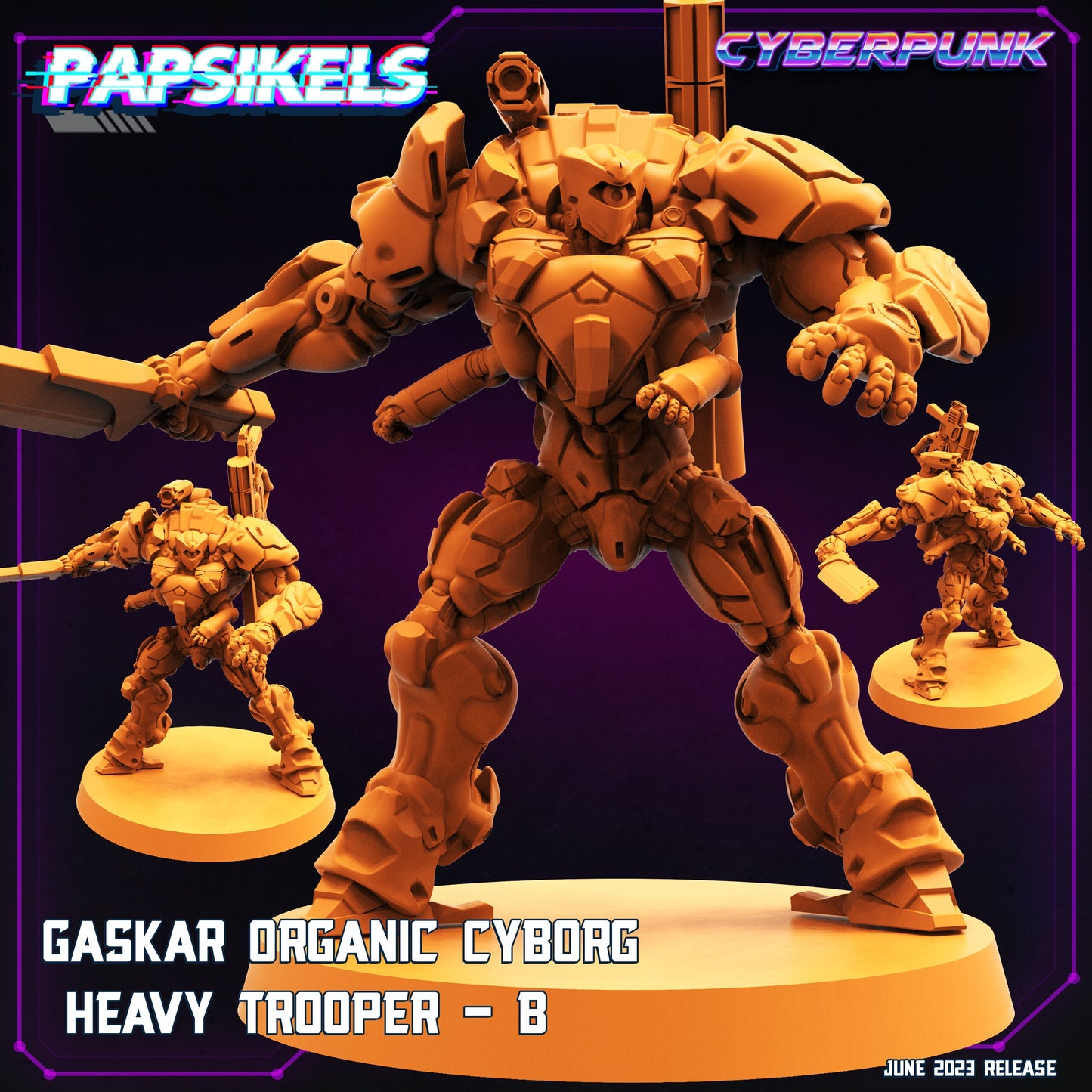 4pc Organic Cyborg Heavy Troopers - Resin Cyberpunk Miniature  | Papsikels