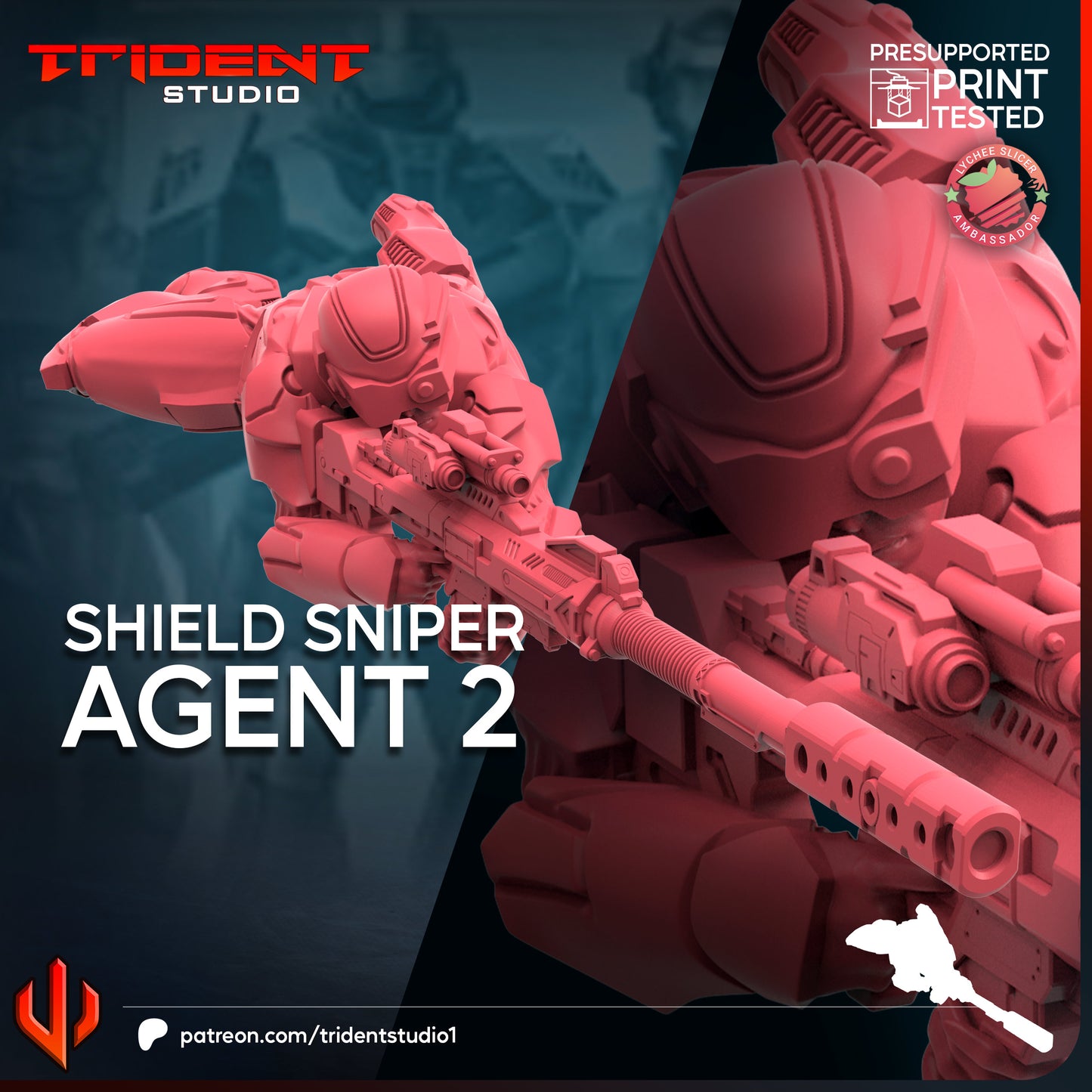 Shield Sniper Agent 1-3 | 32mm - 40mm Mini | Crisis Protocol Proxy | Superhero | Trident
