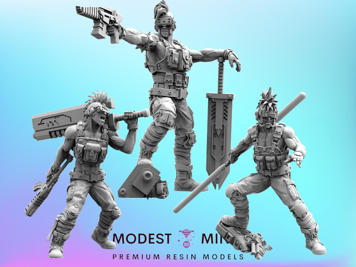 Ex Soldier Techno Punk - 32mm Scale Cyberpunk Mini  | Papsikels
