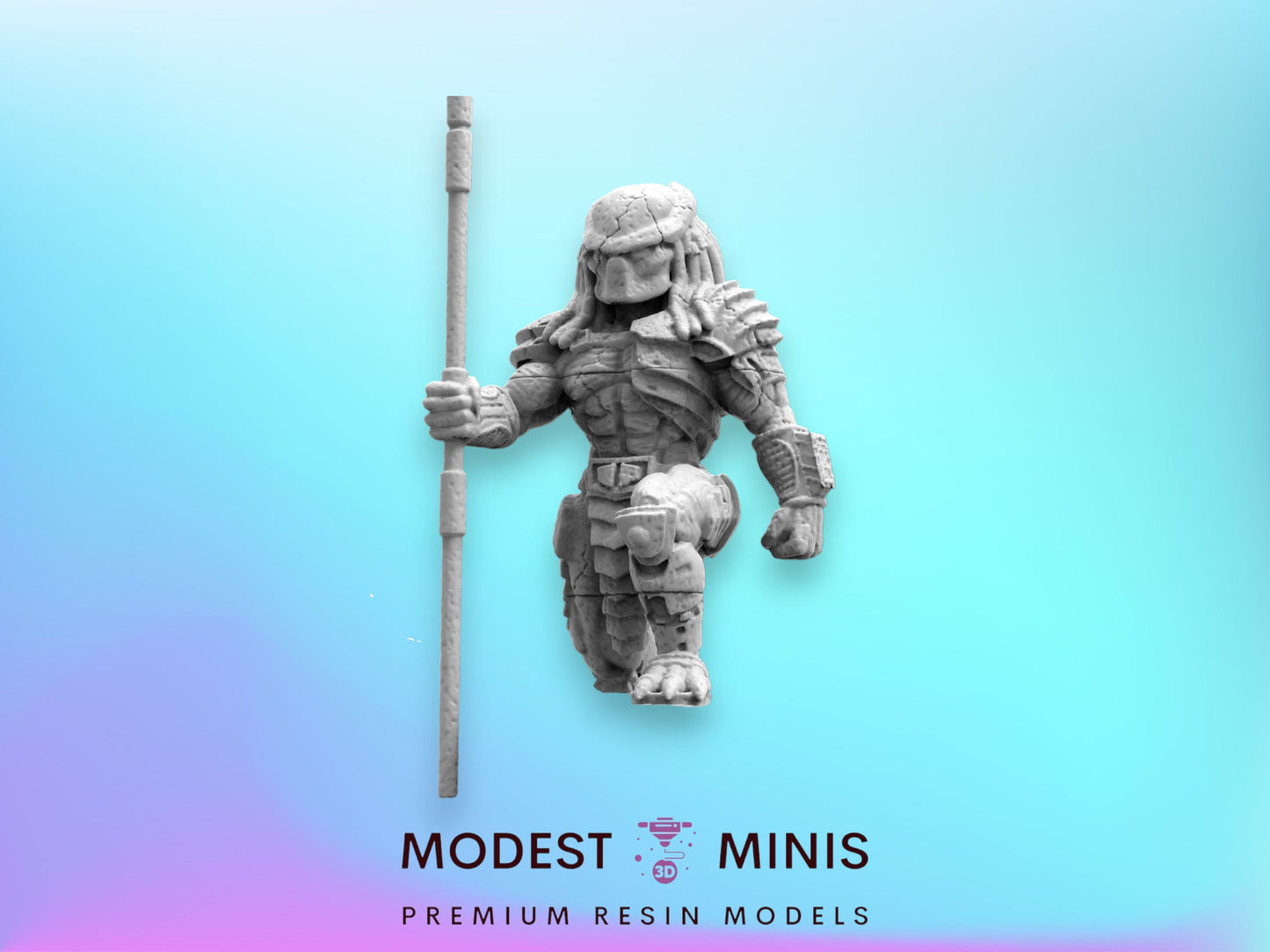 Ancient Skull Hunter Statues - 32mm Scale Alien Miniature | RPG | Sci fi | Cyberpunk | Role Playing | DnD | Papsikel