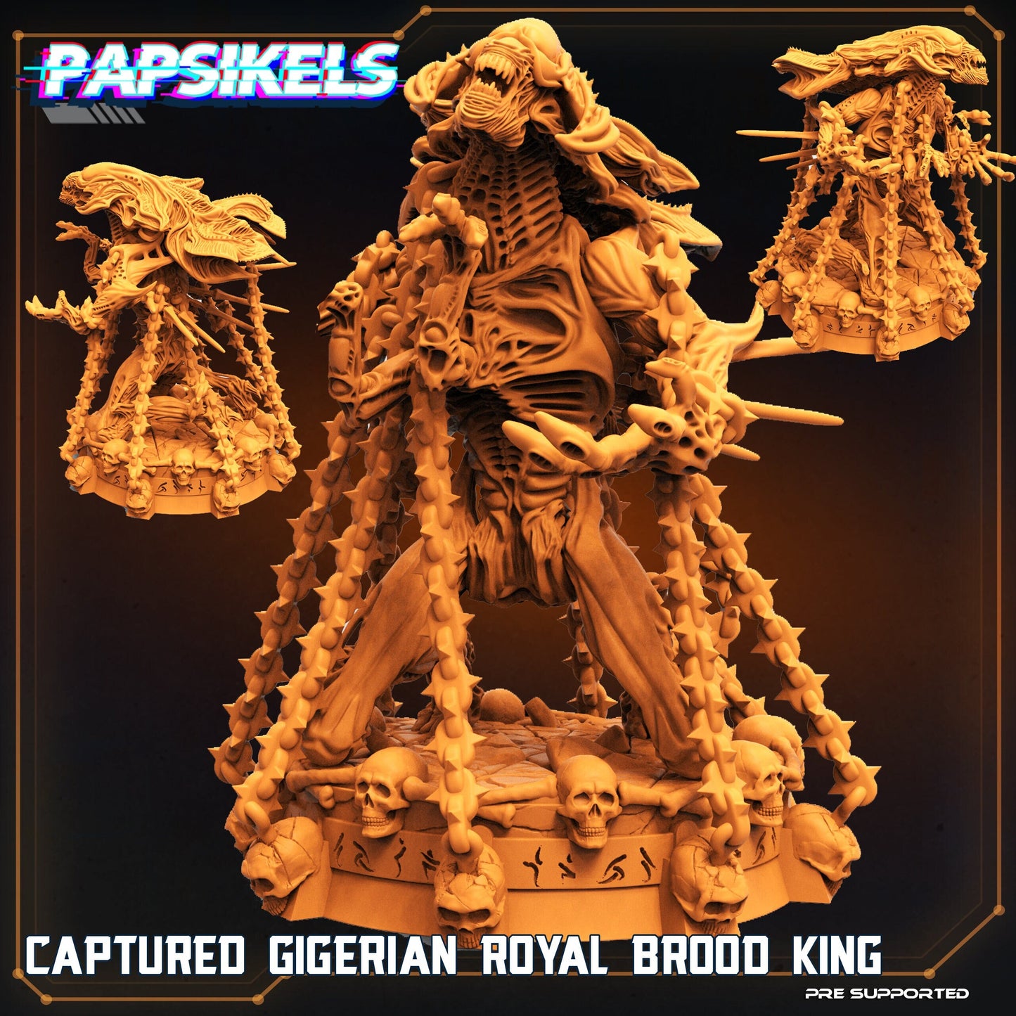 Captured Royal Brood King - 32mm Scale Alien Miniature | RPG | Sci fi | Cyberpunk | Role Playing | DnD | Papsikel