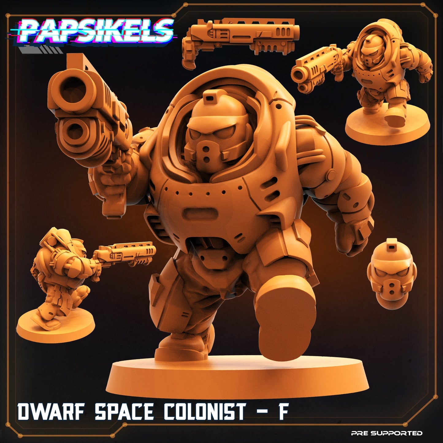 Space Dwarf Colonist F - 32mm Scale Alien Miniature | RPG | Sci fi | Cyberpunk | Role Playing | DnD | Papsikel