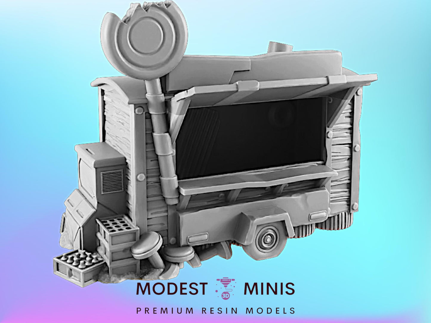 Food Stand Abandoned Theme Park | 28mm - 40mm Scale | Survivor Terrain | Fantasy Scatter | Sci Fi Terrain | EC3D Badlands