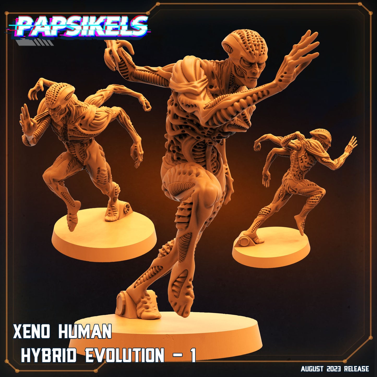 Xeno Human Hybrid Evolutions - 32mm Scale Alien Miniature | RPG | Sci fi | Law Upholders | Role Playing | DnD | Papsikel