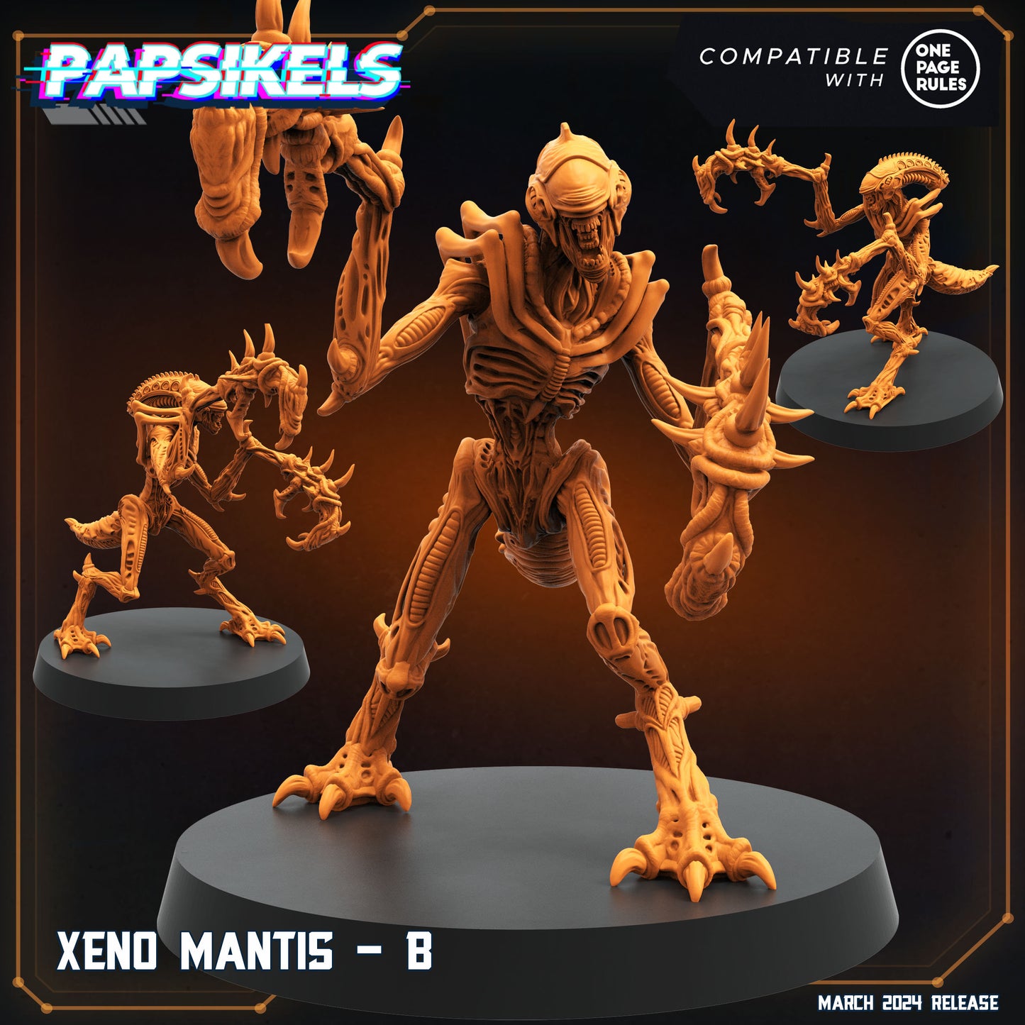 Xeno Mantis Set - 32mm Scale Aliens Miniature | RPG | Sci fi | Papsikels
