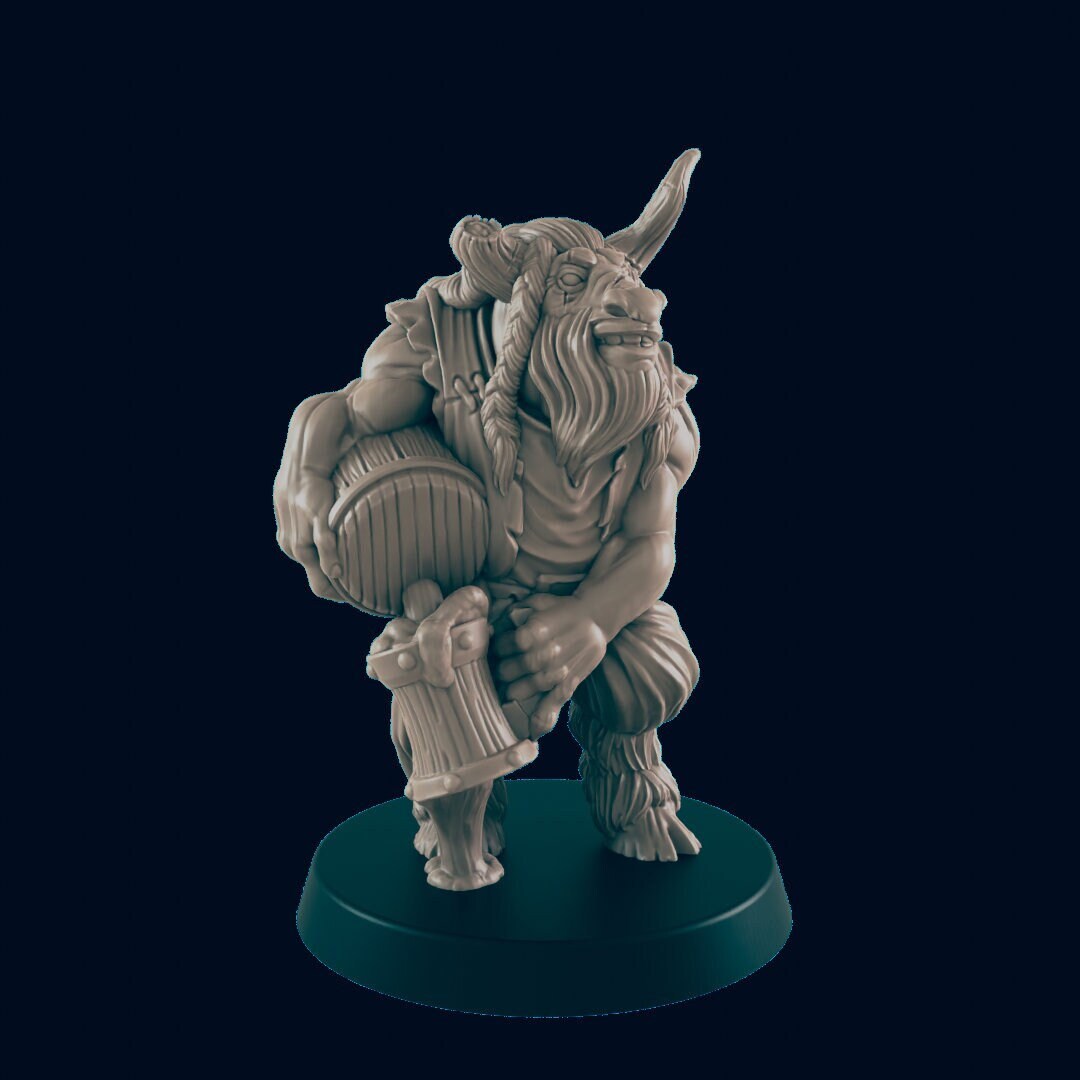 NPC Minotaur Male Bartender - 25mm - 75mm Scale | DnD | EC3D Fantasy Mini | Townsfolk